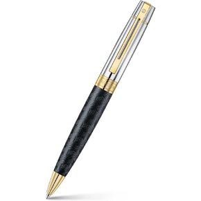 Sheaffer 300 Rollerball Pen| E9347 Engraved Matt Black Barrel and Shiny Chrome Cap with PVD Gold Trims | Premium Rollerball Pen