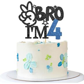 Bro I'm 16 Cake Topper - Boy 16th Birthday Cake Supplies - Sixteen Years Old - Big Brother 16th Birthday Party Decoration - Black Glitter