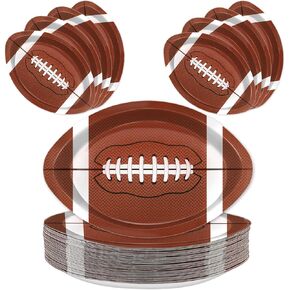 50 PCS Football Paper Plates 9.4 Inch Large Football Shaped Disposable Plates for Sports Events, Football Birthdays & Tailgate Party Decorations