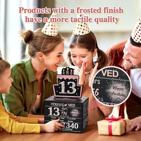 TOYEISHI 13 Happy Birthday Money Gift Box, 13th birthday decorations for girls, gifts for 13 year old girl, 13 year old girl birthday gift ideas, teenager gift ideas 100PCS Bags - Black & Rose Gold in Saudi Arabia