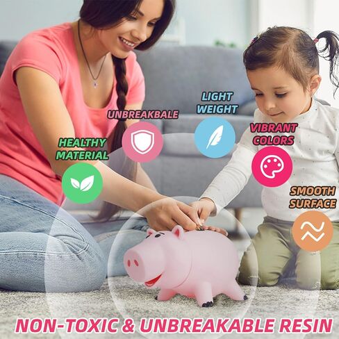 Piggy Bank for Kids, Unbreakable Plastic Money Bank, Cute Pig Coin Bank for Boys and Girls, Collectible Toys Gifts for Birthday Christmas in Kuwait
