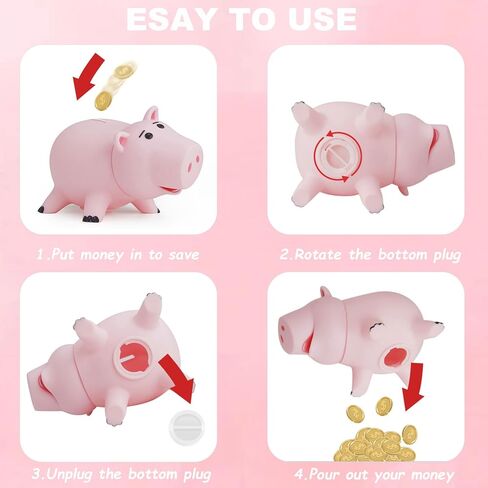 Piggy Bank for Kids, Unbreakable Plastic Money Bank, Cute Pig Coin Bank for Boys and Girls, Collectible Toys Gifts for Birthday Christmas in Kuwait