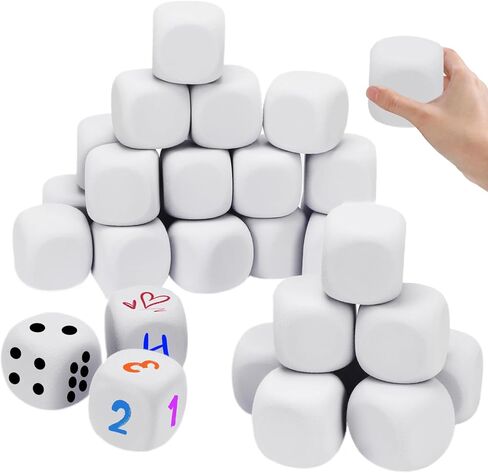 10 PCS Large Eva Foam Dice White Blank Dice 1.96 Inch DIY Graffiti Foam Dices for Painting Art Project Party Supplies in Kuwait