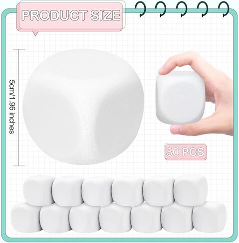 10 PCS Large Eva Foam Dice White Blank Dice 1.96 Inch DIY Graffiti Foam Dices for Painting Art Project Party Supplies in Kuwait