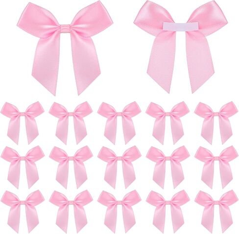 50PCS Mini Pink Ribbon Bows Cute Soft Small Bows 2" Pink Bow Decor Self Adhesive Satin Pink Cheer Bows for Flowers Bakery Wrapping Christmas Wedding Birthday Party Decoration in Saudi Arabia
