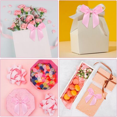 50PCS Mini Pink Ribbon Bows Cute Soft Small Bows 2" Pink Bow Decor Self Adhesive Satin Pink Cheer Bows for Flowers Bakery Wrapping Christmas Wedding Birthday Party Decoration in Saudi Arabia