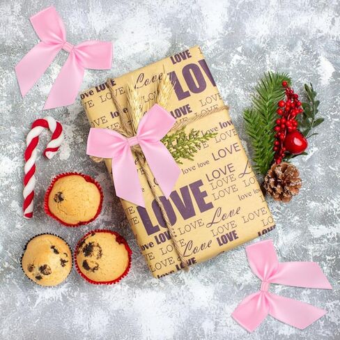 50PCS Mini Pink Ribbon Bows Cute Soft Small Bows 2" Pink Bow Decor Self Adhesive Satin Pink Cheer Bows for Flowers Bakery Wrapping Christmas Wedding Birthday Party Decoration in Saudi Arabia