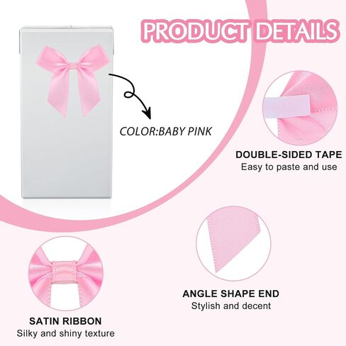 50PCS Mini Pink Ribbon Bows Cute Soft Small Bows 2" Pink Bow Decor Self Adhesive Satin Pink Cheer Bows for Flowers Bakery Wrapping Christmas Wedding Birthday Party Decoration in Saudi Arabia