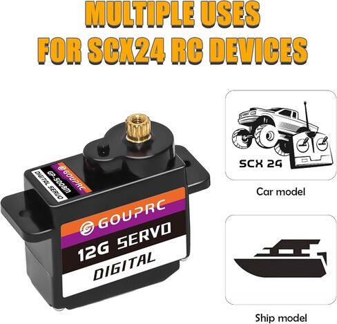 GOUPRC 12G RC أجهزة رقمية صغيرة من معدات الصلب المعدنية مع دعامة تثبيت مؤازرة وقرن مؤازر 25T لأجزاء ترقية السيارة RC المؤازرة SCX24 in Saudi Arabia