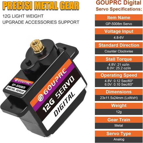 GOUPRC 12G RC أجهزة رقمية صغيرة من معدات الصلب المعدنية مع دعامة تثبيت مؤازرة وقرن مؤازر 25T لأجزاء ترقية السيارة RC المؤازرة SCX24 in Saudi Arabia