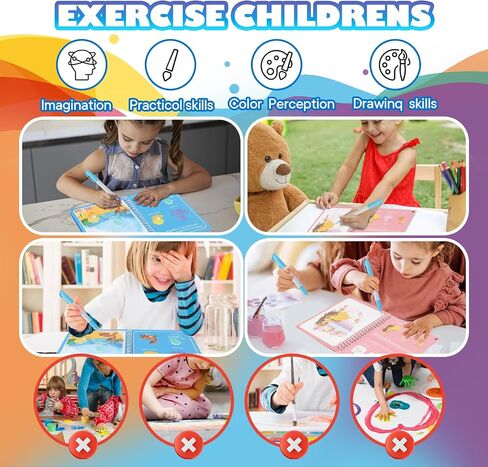 5 Pack Reusable Water Coloring Books for Toddlers, Mess Free Coloring for Toddlers, Paint with Water Books for Toddlers Educational Learning，Travel Toys Gift for Toddlers in Saudi Arabia