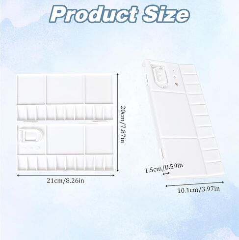 1 Pcs Folding Watercolor Paint Palette Case with Lid, 25 Compartments Paint Mixing Palette, Plastic Paint Palette Tray with Thumb Hole, Portable White Paint Palette, Watercolor Paint Tray in Saudi Arabia