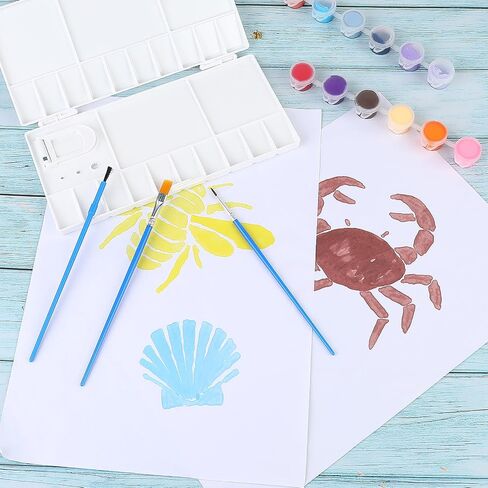 1 Pcs Folding Watercolor Paint Palette Case with Lid, 25 Compartments Paint Mixing Palette, Plastic Paint Palette Tray with Thumb Hole, Portable White Paint Palette, Watercolor Paint Tray in Saudi Arabia