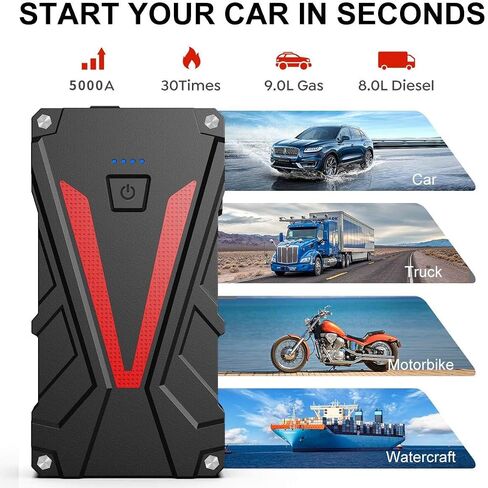 Car Battery Jump Starter 2500A 13800mAh Jump Box (8.0L Gas/7.0L Diesel) Portable Car Jump Starter Battery Pack 12V Lithium Car Battery Jumper Starter with German Jumper Cables, Fast Charge, Compact in Saudi Arabia