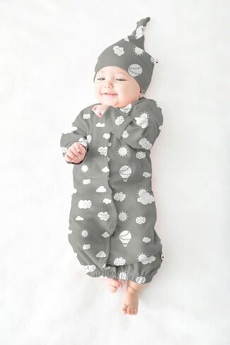 Unisex Baby Long Sleeve Gown Sleep Sack, Ultra Soft Nightgown, Newborn Reversible Mittens in Saudi Arabia