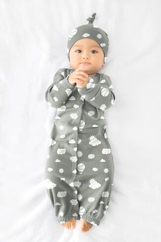 Unisex Baby Long Sleeve Gown Sleep Sack, Ultra Soft Nightgown, Newborn Reversible Mittens in Saudi Arabia