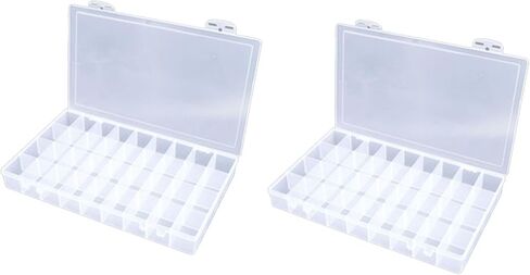 Feadily 1PCS 36 Grids Large Plastic Organizer Box with Dividers, Compartment Organizer Box for Nail Accessories/Screw/Sewing Arts and Oil Paint, Bead Storage Containers 14.9" x 9.2" x 1.9" (Clear) in Saudi Arabia