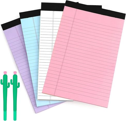 AALGO 4 Pack Colored Legal Pads, Small Notepads,Paper Pads,50 Sheets Per Writing Pad,Memo Pads,Legal Pads 5x8 with 2 Pens for Students,Teachers,Businesses Etc in Kuwait