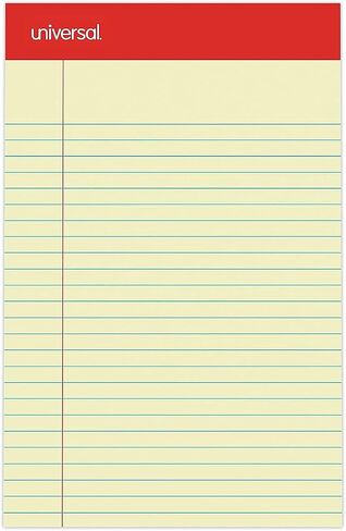 Universal 46200 Perforated Edge Writing Pad, Narrow Rule, 5 x 8, Canary, 50 Sheet, Dozen in Saudi Arabia