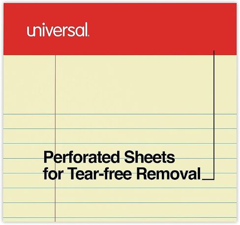 Universal 46200 Perforated Edge Writing Pad, Narrow Rule, 5 x 8, Canary, 50 Sheet, Dozen in Saudi Arabia