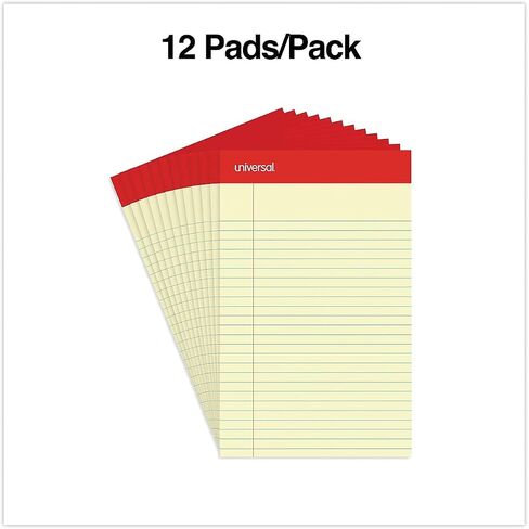 Universal 46200 Perforated Edge Writing Pad, Narrow Rule, 5 x 8, Canary, 50 Sheet, Dozen in Saudi Arabia