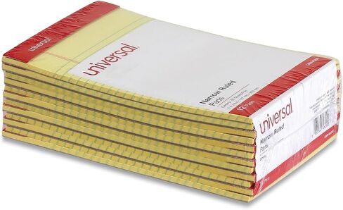 Universal 46200 Perforated Edge Writing Pad, Narrow Rule, 5 x 8, Canary, 50 Sheet, Dozen in Saudi Arabia