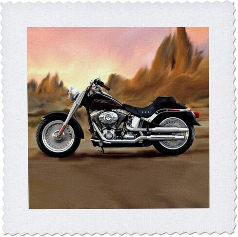 3dRose qs_4841_1 Quilt Square Picturing Harley-Davidson and No.174 Motorcycle in Saudi Arabia