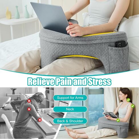 Pillow for Reading & Gaming,Arm Rest Tripod Pillow for Adults Studing,Working,Playing Steam Switch in Bed Sofa Floor,Memory Foam Pillow with Side Pockets & Large Leg Space,Friendly to All Body Types in Saudi Arabia