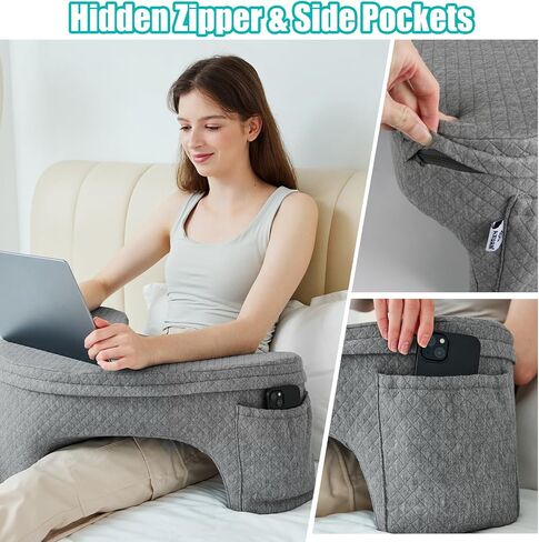 Pillow for Reading & Gaming,Arm Rest Tripod Pillow for Adults Studing,Working,Playing Steam Switch in Bed Sofa Floor,Memory Foam Pillow with Side Pockets & Large Leg Space,Friendly to All Body Types in Saudi Arabia