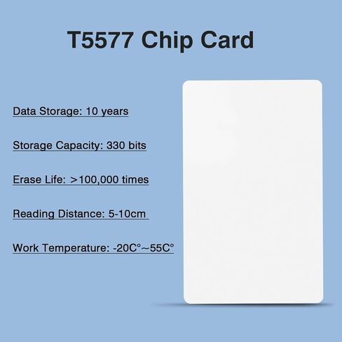 10 Pack T5577 Smart Cards, Printable T5577 Chip Card, CR80 30 Mil Graphic Quality White Plastic Chip Cards for Photo ID Badge Printers in Saudi Arabia