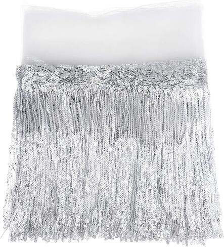 5 ياردة الخياطة هامش تقليم الفضة هامش تقليم الفضة الترتر الدانتيل شرابة هامش تقليم DIY اللباس الخياطة الحرف ديكور المنزل حزب اللباس المرحلة زي الزينة، الفضة in Kuwait