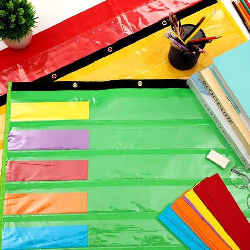 Kosiz 2 Packs Adjustable Pocket Chart for Classroom Behavior Chart Job Chart with 60 Pcs Labels Multi Purpose Educational and Organizational Tool Pocket Chart for School Teacher Home Supply in Saudi Arabia