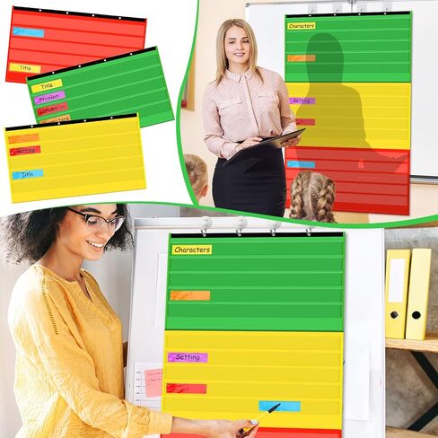 Kosiz 2 Packs Adjustable Pocket Chart for Classroom Behavior Chart Job Chart with 60 Pcs Labels Multi Purpose Educational and Organizational Tool Pocket Chart for School Teacher Home Supply in Saudi Arabia