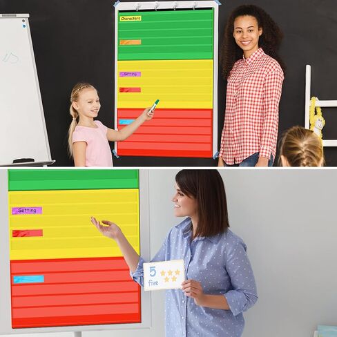 Kosiz 2 Packs Adjustable Pocket Chart for Classroom Behavior Chart Job Chart with 60 Pcs Labels Multi Purpose Educational and Organizational Tool Pocket Chart for School Teacher Home Supply in Saudi Arabia