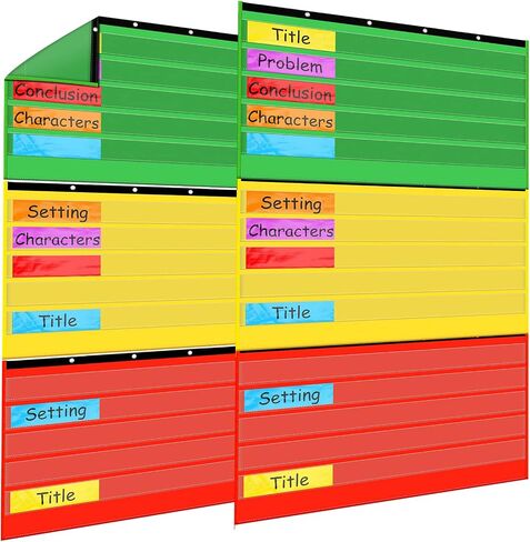 Kosiz 2 Packs Adjustable Pocket Chart for Classroom Behavior Chart Job Chart with 60 Pcs Labels Multi Purpose Educational and Organizational Tool Pocket Chart for School Teacher Home Supply in Saudi Arabia