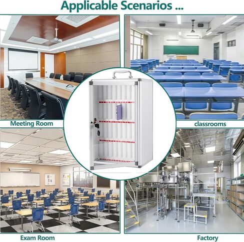 Cell Phone Holder Classroom Aluminum Alloy Cell Phone Locker 48 Slots Cabinet Wall Mounted Phone Lock Box Suitable for Classroom, Meeting Room, Gym, Factory (48 Slots) in Saudi Arabia