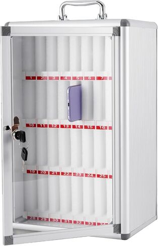 Cell Phone Holder Classroom Aluminum Alloy Cell Phone Locker 48 Slots Cabinet Wall Mounted Phone Lock Box Suitable for Classroom, Meeting Room, Gym, Factory (48 Slots) in Saudi Arabia