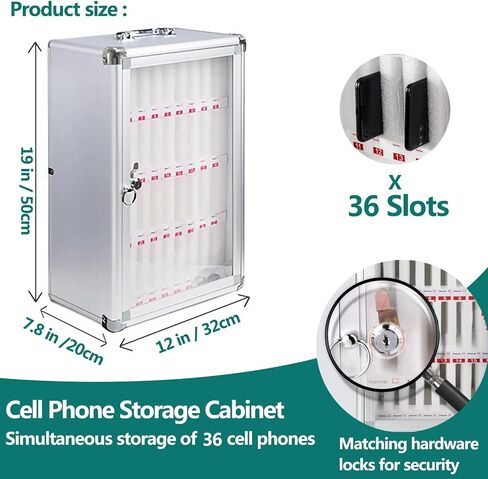 Cell Phone Holder Classroom Aluminum Alloy Cell Phone Locker 48 Slots Cabinet Wall Mounted Phone Lock Box Suitable for Classroom, Meeting Room, Gym, Factory (48 Slots) in Saudi Arabia
