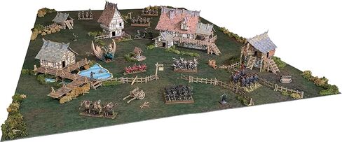 Battle Systems BSTFWC001 Fantasy Terrain Village Core Set - Multi Level Tabletop War Game - 28mm Miniature Wargaming Roleplaying - 420 Piece Modular Warhammer Battles Painted Model Scenery in Kuwait