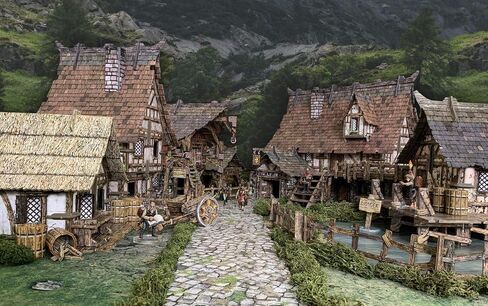 Battle Systems BSTFWC001 Fantasy Terrain Village Core Set - Multi Level Tabletop War Game - 28mm Miniature Wargaming Roleplaying - 420 Piece Modular Warhammer Battles Painted Model Scenery in Kuwait