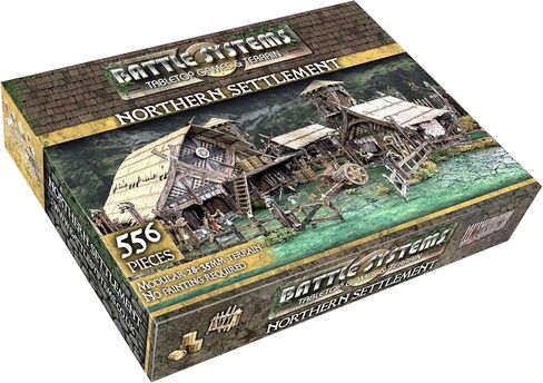 Battle Systems BSTFWC001 Fantasy Terrain Village Core Set - Multi Level Tabletop War Game - 28mm Miniature Wargaming Roleplaying - 420 Piece Modular Warhammer Battles Painted Model Scenery in Kuwait