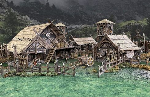 Battle Systems BSTFWC001 Fantasy Terrain Village Core Set - Multi Level Tabletop War Game - 28mm Miniature Wargaming Roleplaying - 420 Piece Modular Warhammer Battles Painted Model Scenery in Kuwait