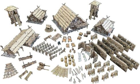 Battle Systems BSTFWC001 Fantasy Terrain Village Core Set - Multi Level Tabletop War Game - 28mm Miniature Wargaming Roleplaying - 420 Piece Modular Warhammer Battles Painted Model Scenery in Kuwait