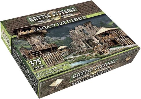 Battle Systems BSTFWC001 Fantasy Terrain Village Core Set - Multi Level Tabletop War Game - 28mm Miniature Wargaming Roleplaying - 420 Piece Modular Warhammer Battles Painted Model Scenery in Kuwait