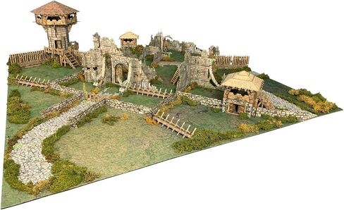 Battle Systems BSTFWC001 Fantasy Terrain Village Core Set - Multi Level Tabletop War Game - 28mm Miniature Wargaming Roleplaying - 420 Piece Modular Warhammer Battles Painted Model Scenery in Kuwait