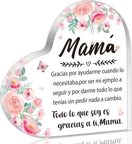 هدايا عيد ميلاد الأب الإسباني من Yopyame - لوحة أكريليك على شكل قلب من Regalos para Papá لديكور مكتب المكتب، هدايا تذكارية لأثقال الورق للأب باللغة الإسبانية، هدايا عيد الأب للأب من ابنته in Kuwait