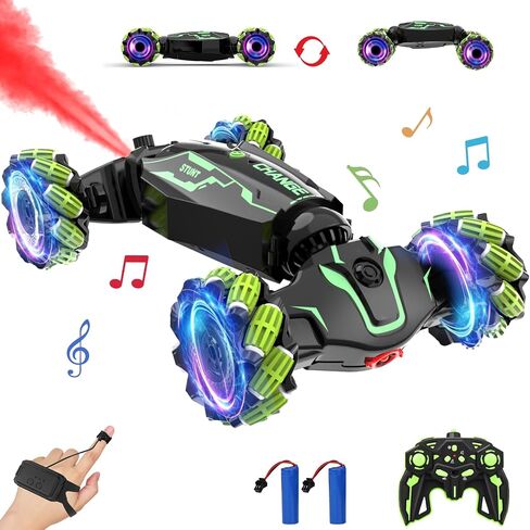 JAMIEWIN Remote Control Car Kids Toys, 4WD RC Drift Car Toy Cars,Gesture Sensing RC Stunt Car with Music Lights Sprayer,Double-Sided 360°Rotation Transform RC Car for Boys Ages 6-12 in Saudi Arabia
