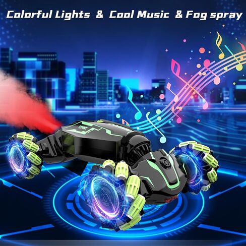 JAMIEWIN Remote Control Car Kids Toys, 4WD RC Drift Car Toy Cars,Gesture Sensing RC Stunt Car with Music Lights Sprayer,Double-Sided 360°Rotation Transform RC Car for Boys Ages 6-12 in Saudi Arabia