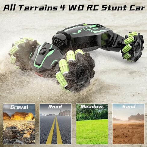 JAMIEWIN Remote Control Car Kids Toys, 4WD RC Drift Car Toy Cars,Gesture Sensing RC Stunt Car with Music Lights Sprayer,Double-Sided 360°Rotation Transform RC Car for Boys Ages 6-12 in Saudi Arabia
