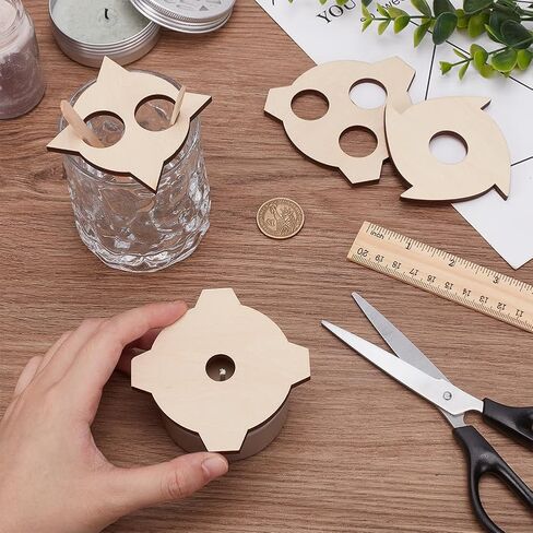 BENECREAT 8pcs Burlywood Wick Centering Tool, Round Wood Candle Wicks Centering Devices Wooden Wick Stabilizer Holder for Candle DIY Making, Cotton Wick Holder in Saudi Arabia